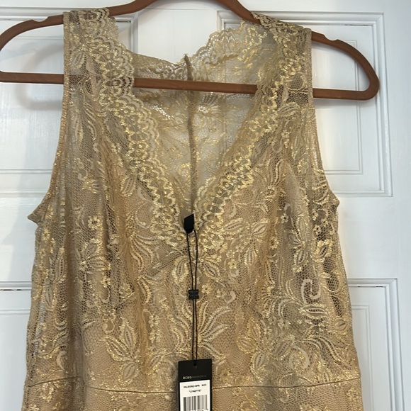 BCBG Max Azria Champagne Gold Lace Dress size 12-NWT - Picture 9 of 13